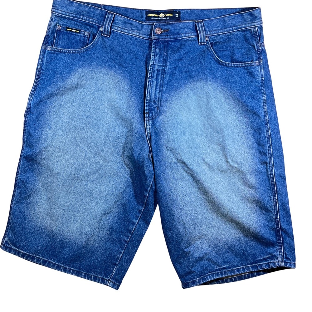VTG Jordan Craig Denim Shorts Men 44 Blue Baggy Y2K Sandblasted Streetwear Jorts